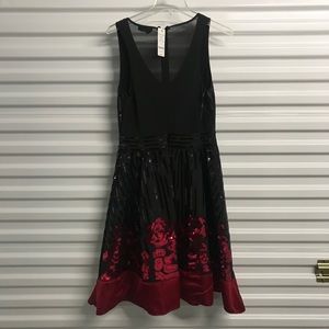Bebe Sequin Floral Sleeveless Dress